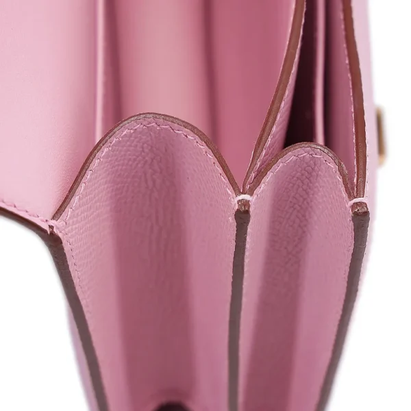 HERMèS Constance Mini 19 shoulder bag in Mauve Sylvestre Epsom leather with Rose Gold hardware