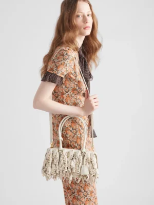 Prada Galleria medium nappa leather bag with fringe and studs