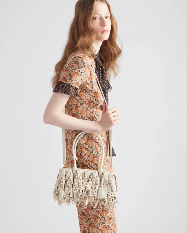 Prada Galleria medium nappa leather bag with fringe and studs