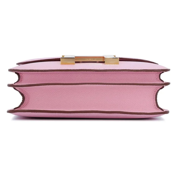 HERMèS Constance Mini 19 shoulder bag in Mauve Sylvestre Epsom leather with Rose Gold hardware