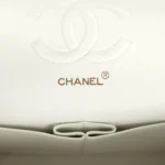 Vintage Chanel Medium Classic Double Flap Bag White Lambskin Gold Hardware