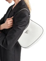 Prada Cleo Brushed Leather Shoulder Bag White