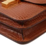 HERMèS Matte Alligator Constance Mini 19 shoulder bag in Gold with Gold hardware