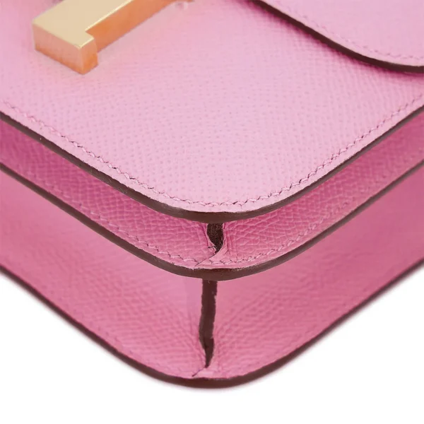 HERMèS Constance Mini 19 shoulder bag in Mauve Sylvestre Epsom leather with Rose Gold hardware