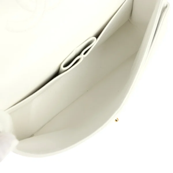 Vintage Chanel Medium Classic Double Flap Bag White Lambskin Gold Hardware